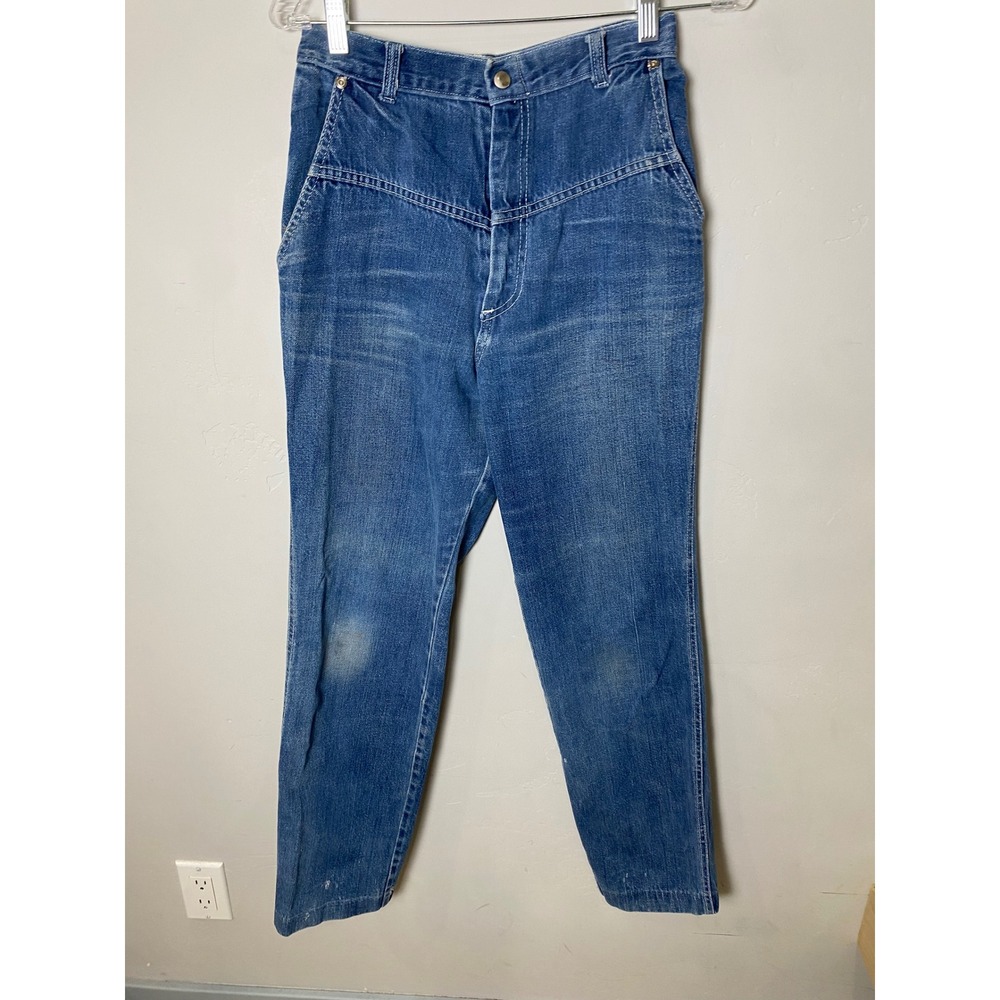 Vintage 70's/80's High Waisted Western Yoke Tapered Leg Denim Jeans Medium Wash
